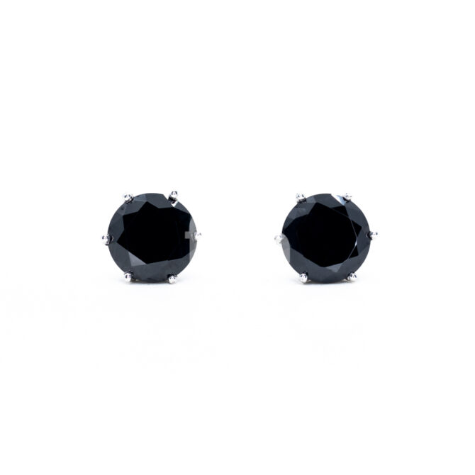 Large 6-Prongs Solitaire Stud Earrings - Black