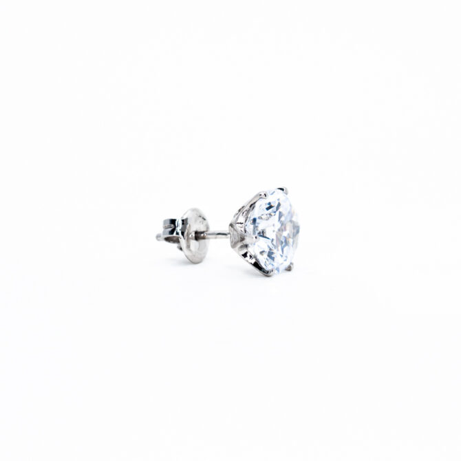 Large 6-Prongs Solitaire Stud Earrings - White