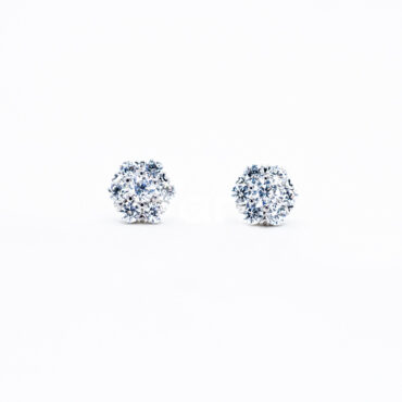 Small Blossom Halo Stud Earrings - Trắng