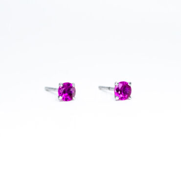 Small 4-Prong Martini Stud Earrings - Ruby Pink