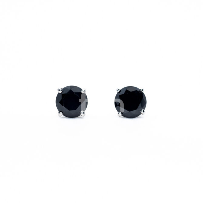 Large 4-Prongs Solitaire Stud Earrings - Black