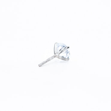 Large 4-Prongs Solitaire Stud Earrings - White