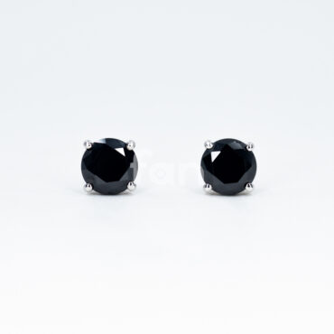 Heart Base Small Stud Earrings - Black