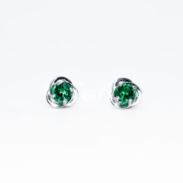 Interlocked Stud Earrings - Emerald Green