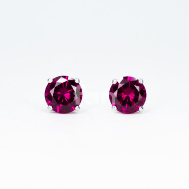 Heart Base Large Stud Earrings - Ruby Pink
