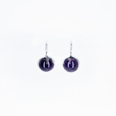 Gems Bezel Hook Earrings - Amethyst