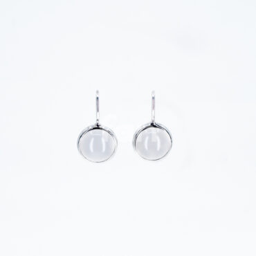 Gems Bezel Hook Earrings - Moonstone