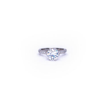 6-Prong Solitaire Tapered Ring - White