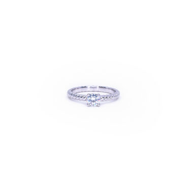 4-Prong Cable Solitaire Ring - White