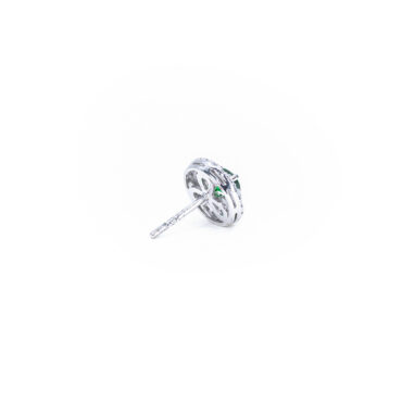 Blossom Round Stud Earrings - White, Emerald Green