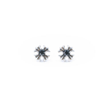 Medivial Cross Stud Earrings - Black