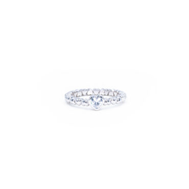 Amour Bezel Heart Band Ring - Trắng