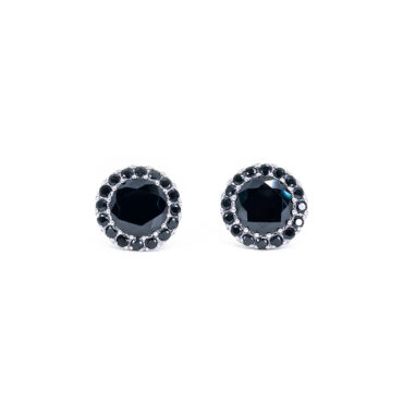 Grande Round Halo Stud Earrings - Black