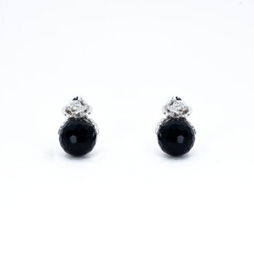 Honeycomb Crystal Rosé Stud Earrings - Black
