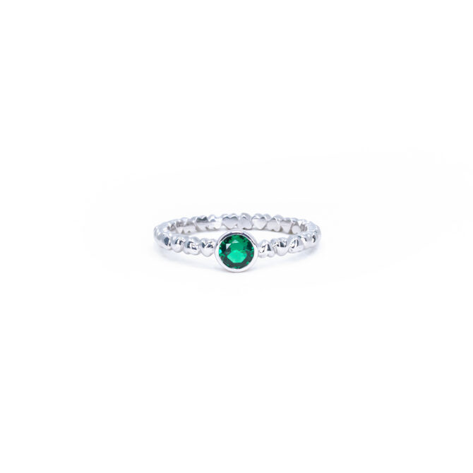 Apricus Bezel Heart Band Ring - Xanh Emerald